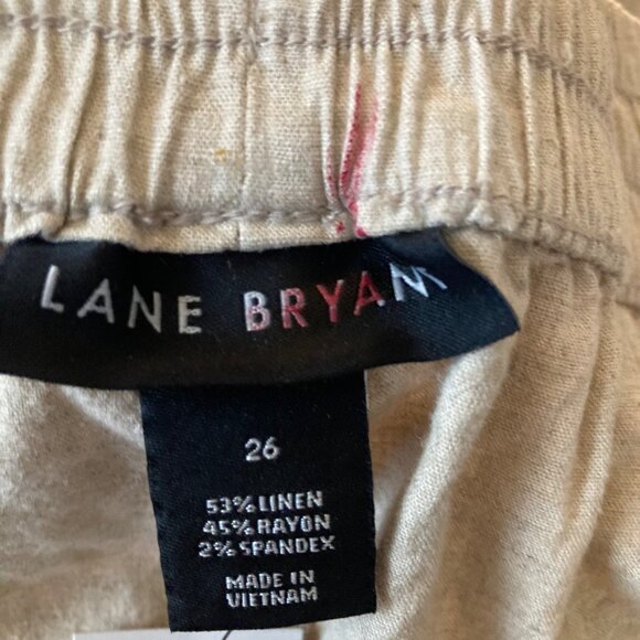 Womens Lane Bryant Wide‎ Leg Mid Rise Linen Blend Pants Tan 26 NWD - Picture 6 of 10
